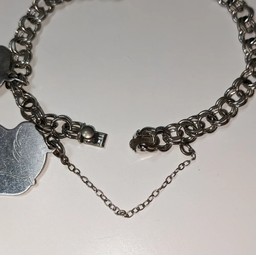 Elco Sterling Silver Charm Bracelet with 3 Girl Silhouette Charms